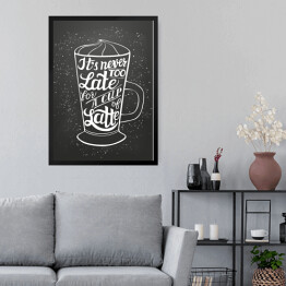 Obraz w ramie Minimalistyczna biało czarna typografia - latte