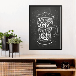 Obraz w ramie Minimalistyczna biało czarna typografia - latte