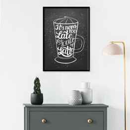 Plakat w ramie Minimalistyczna biało czarna typografia - latte