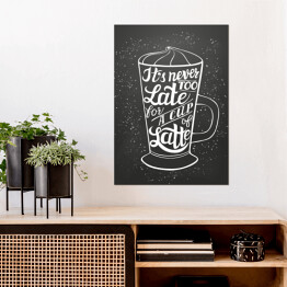 Plakat samoprzylepny Minimalistyczna biało czarna typografia - latte