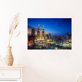 Plakat samoprzylepny Panorama Kuala Lumpur w trakcie zmierzchu