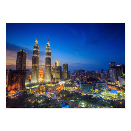 Plakat samoprzylepny Panorama Kuala Lumpur w trakcie zmierzchu