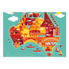 Kolorowa mapa Australii z symbolami