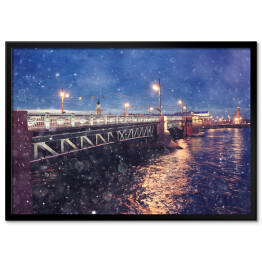 Plakat w ramie Nocne światła miasta nad rzeką