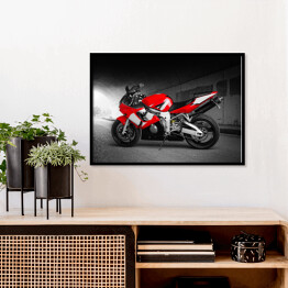 Plakat w ramie Maksymalna szybkość - czerwony motocykl