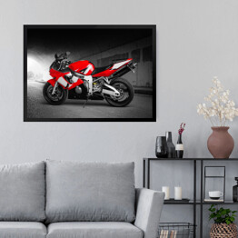 Obraz w ramie Maksymalna szybkość - czerwony motocykl