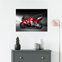 Plakat samoprzylepny Maksymalna szybkość - czerwony motocykl