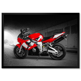 Plakat w ramie Maksymalna szybkość - czerwony motocykl