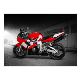 Plakat samoprzylepny Maksymalna szybkość - czerwony motocykl