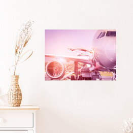 Plakat samoprzylepny Samolot w różowym świetle