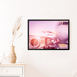 Obraz w ramie Samolot w różowym świetle