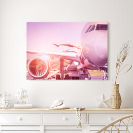 Obraz na płótnie Samolot w różowym świetle