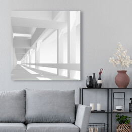 Obraz na płótnie Pusty biały korytarz 3D z kolumnami
