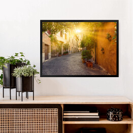 Obraz w ramie Stara ulica w Trastevere w Rzymie, Włochy