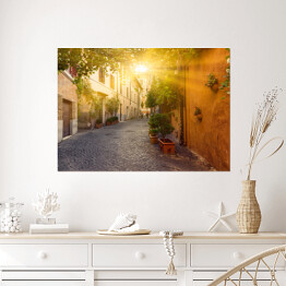 Plakat Stara ulica w Trastevere w Rzymie, Włochy