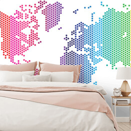 Mapa świata z kolorowych kropek na bialym tle