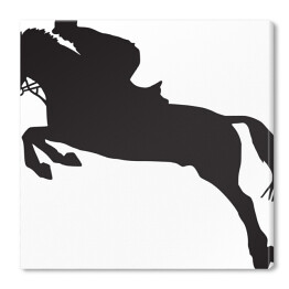 Obraz na płótnie Dżokej na koniu - czarno biała ilustracja