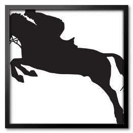 Obraz w ramie Dżokej na koniu - czarno biała ilustracja