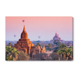 Obraz na płótnie Bagan na tle różowego wschodu słońca, Myanmar