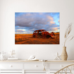 Plakat samoprzylepny Jasne niebo nad Nullarbor Plain, Australia