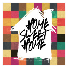 Plakat samoprzylepny Pozytywne przesłanie - biały dom na kolorowym tle
