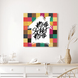 Obraz na płótnie Pozytywne przesłanie - biały dom na kolorowym tle