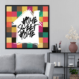 Obraz w ramie Pozytywne przesłanie - biały dom na kolorowym tle