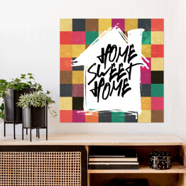 Plakat samoprzylepny Pozytywne przesłanie - biały dom na kolorowym tle