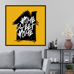 Plakat w ramie Ilustracja "Dom, ukochany dom" w żywych kolorach