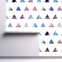 Tapeta samoprzylepna w rolce Uporządkowane trójkąty w abstrakcyjne wzory na białym tle
