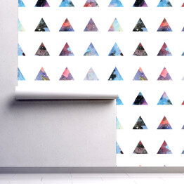 Tapeta samoprzylepna w rolce Uporządkowane trójkąty w abstrakcyjne wzory na jasnym tle