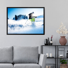 Obraz w ramie Człowiek zjeżdżający na nartach 