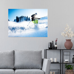 Plakat Człowiek zjeżdżający na nartach 
