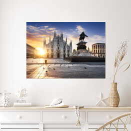 Plakat Mediolan - katedra w blasku słońca