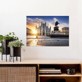 Plakat samoprzylepny Mediolan - katedra w blasku słońca