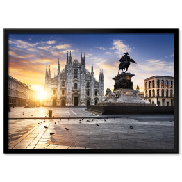 Plakat w ramie Mediolan - katedra w blasku słońca