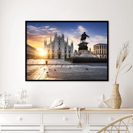 Plakat w ramie Mediolan - katedra w blasku słońca