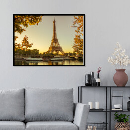 Plakat w ramie Wieża Eiffla w Paryżu jesienia