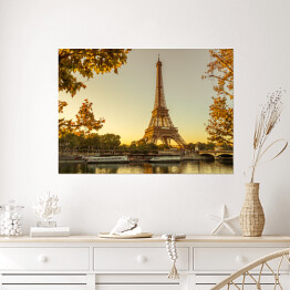 Plakat samoprzylepny Wieża Eiffla w Paryżu jesienia