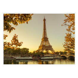 Plakat Wieża Eiffla w Paryżu jesienia
