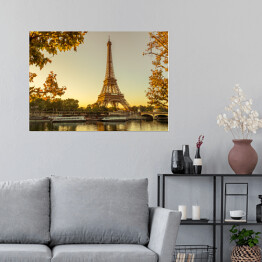 Plakat samoprzylepny Wieża Eiffla w Paryżu jesienia