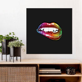 Plakat samoprzylepny Usta w neonowych kolorach na czarnym tle