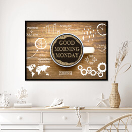 Plakat w ramie Dzień dobry - kubek kawy