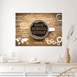 Plakat samoprzylepny Dzień dobry - kubek kawy