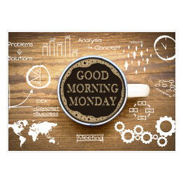 Plakat samoprzylepny Dzień dobry - kubek kawy