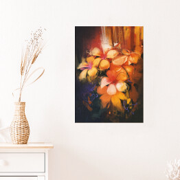 Plakat samoprzylepny Piękne kolorowe kwiaty w ciepłych barwach