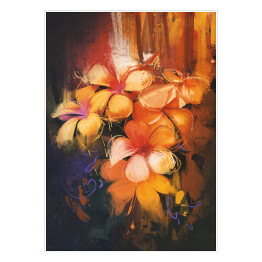 Plakat Piękne kolorowe kwiaty w ciepłych barwach