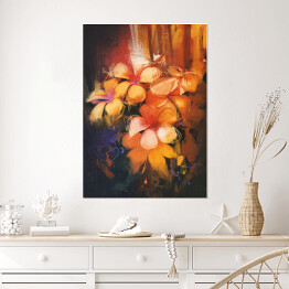 Plakat samoprzylepny Piękne kolorowe kwiaty w ciepłych barwach