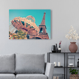 Obraz na płótnie Karuzela i Wieża Eiffla, Paryż, Francja