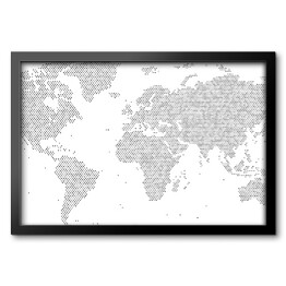 Obraz w ramie Mapa świata z kropek o różnych rozmiarach na jasnym tle